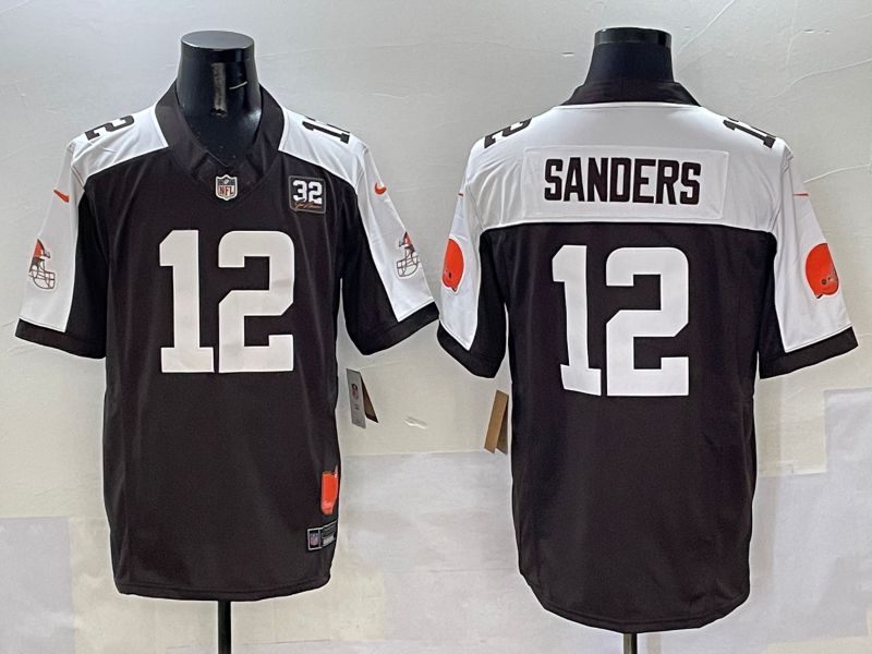 Men 2025 Cleveland Browns #12 Sanders brown 3th generation Throwback Nike Limited NFL Jersey style 002